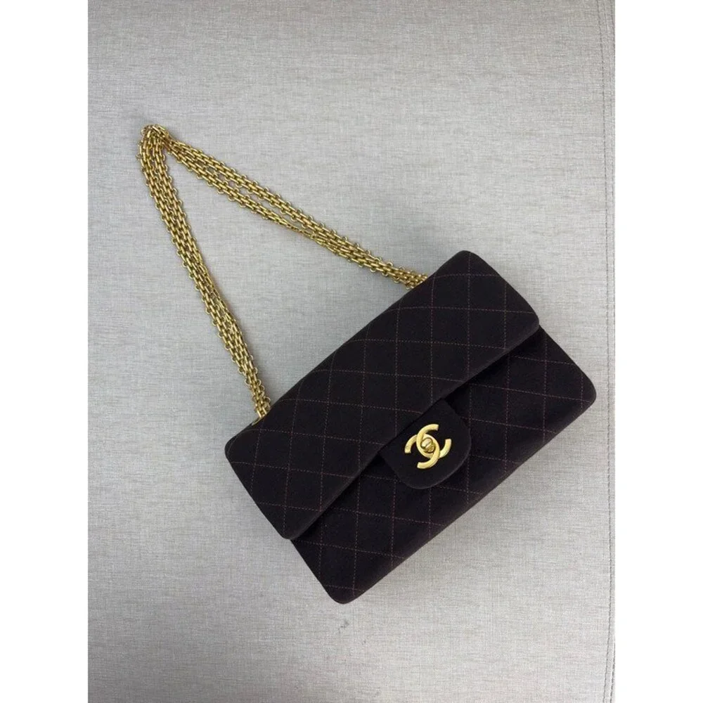 CHANEL Black Jersey Classic Flap Medium GHW
